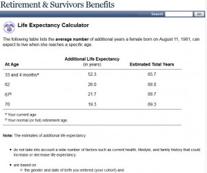 Social Security Life Expectancy Calculator