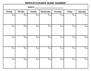 Blog Editorial Calendar Blank Calendar