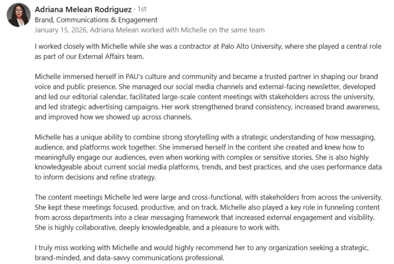 Recommendation Adriana Rodriguez at Palo Alto University